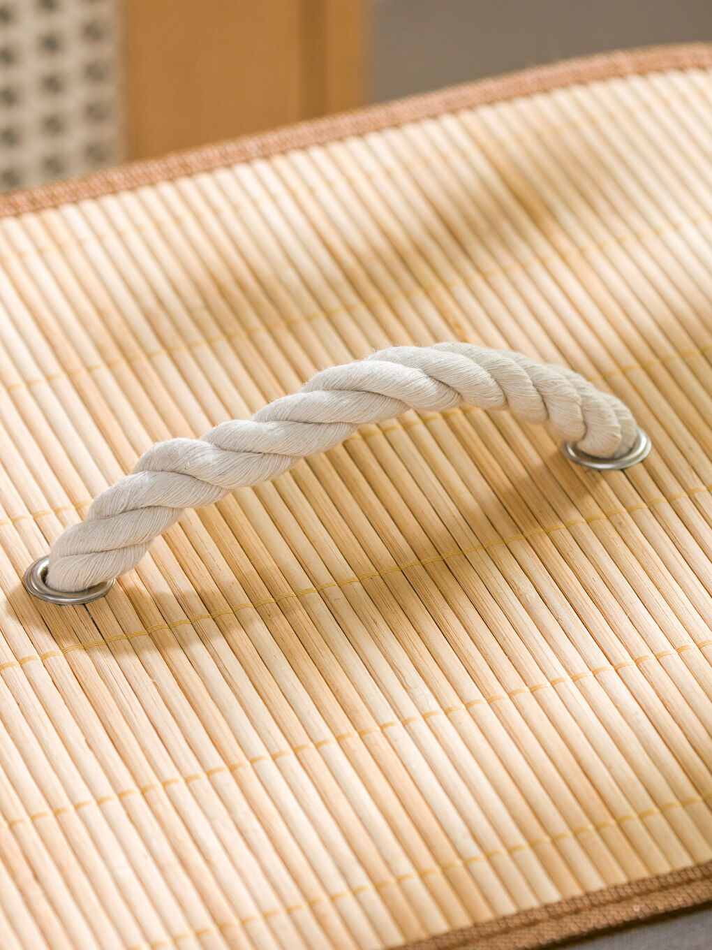 Kahverengi Bambu Çamaşır Sepeti-2