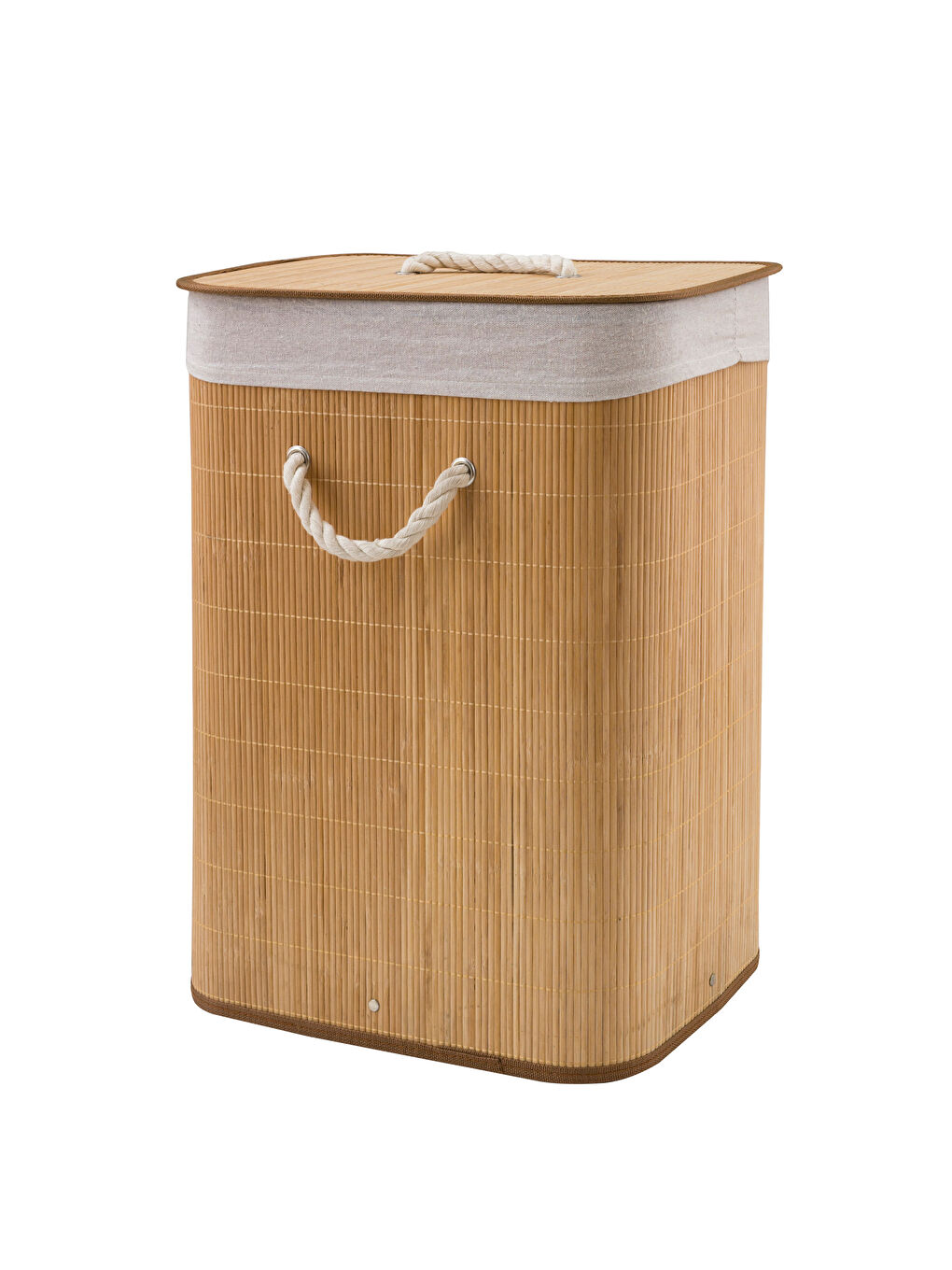 Kahverengi Bambu Çamaşır Sepeti-5