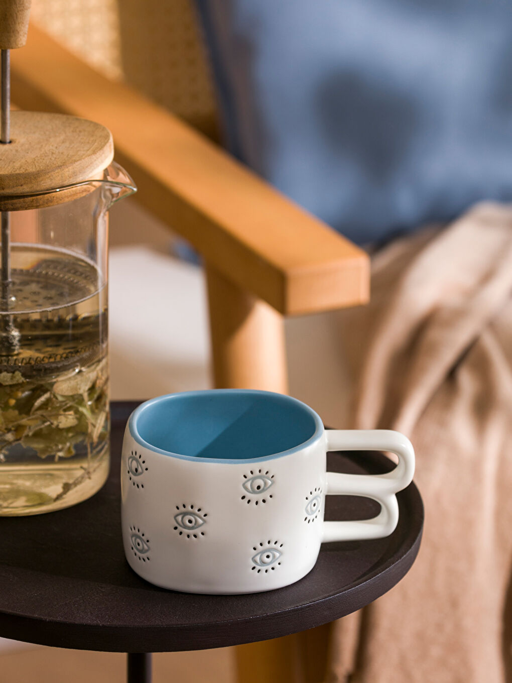 Mavi Göz Baskılı Seramik Kupa 315 ml