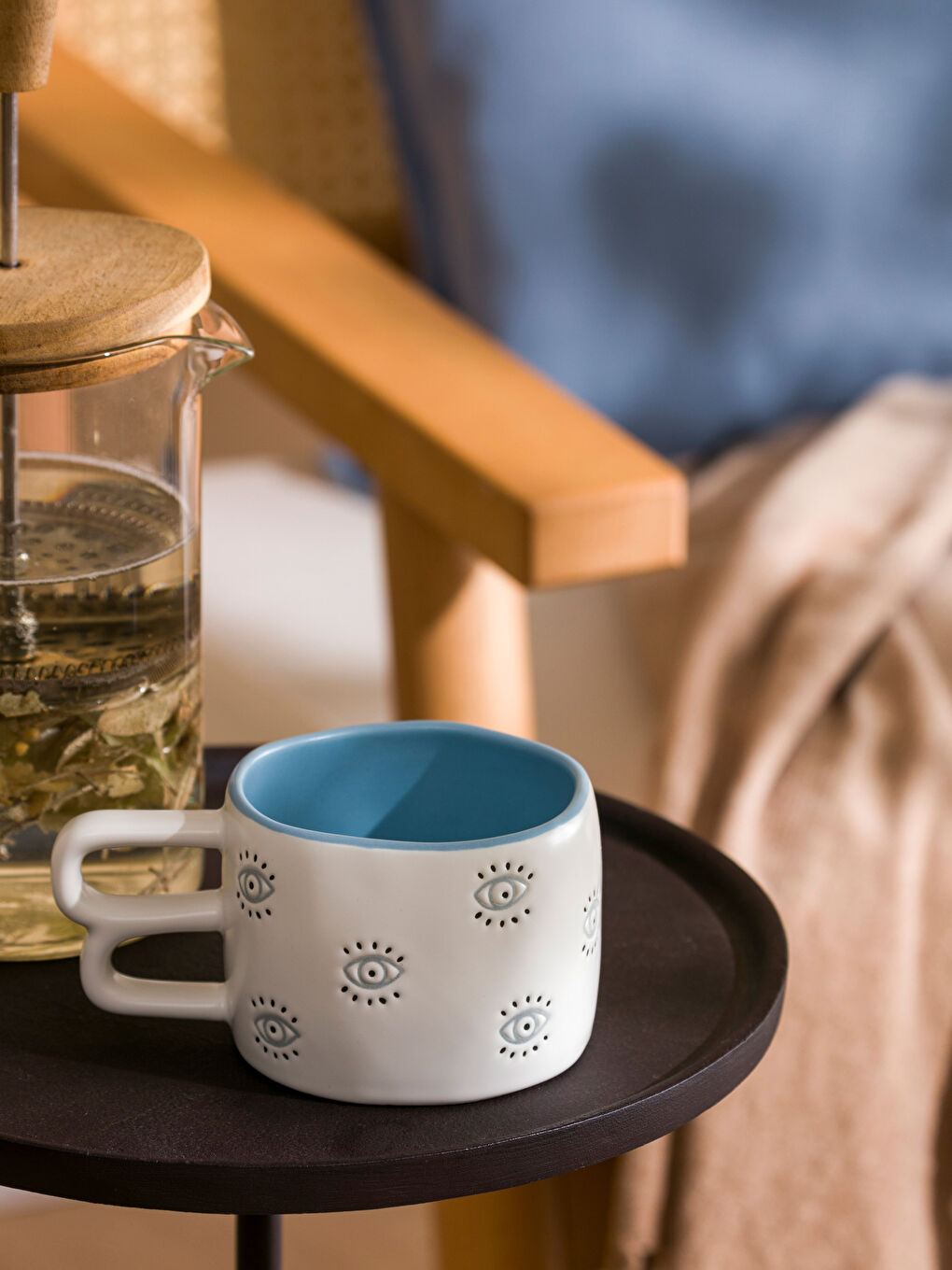 Mavi Göz Baskılı Seramik Kupa 315 ml-1