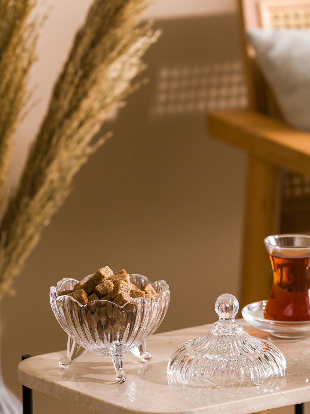 Renksiz Ayaklı Cam Şekerlik 11x15 cm-2