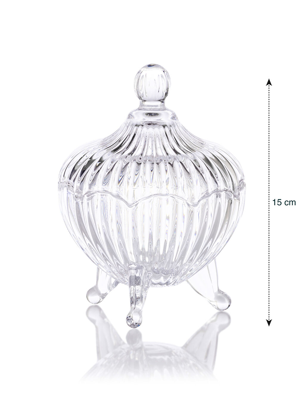 Renksiz Ayaklı Cam Şekerlik 11x15 cm-5