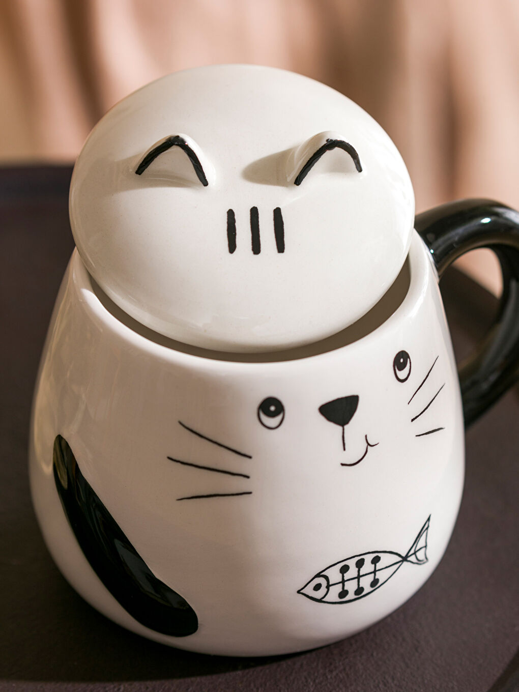 Siyah Kedi Figürlü Porselen Kupa 370 ml-3