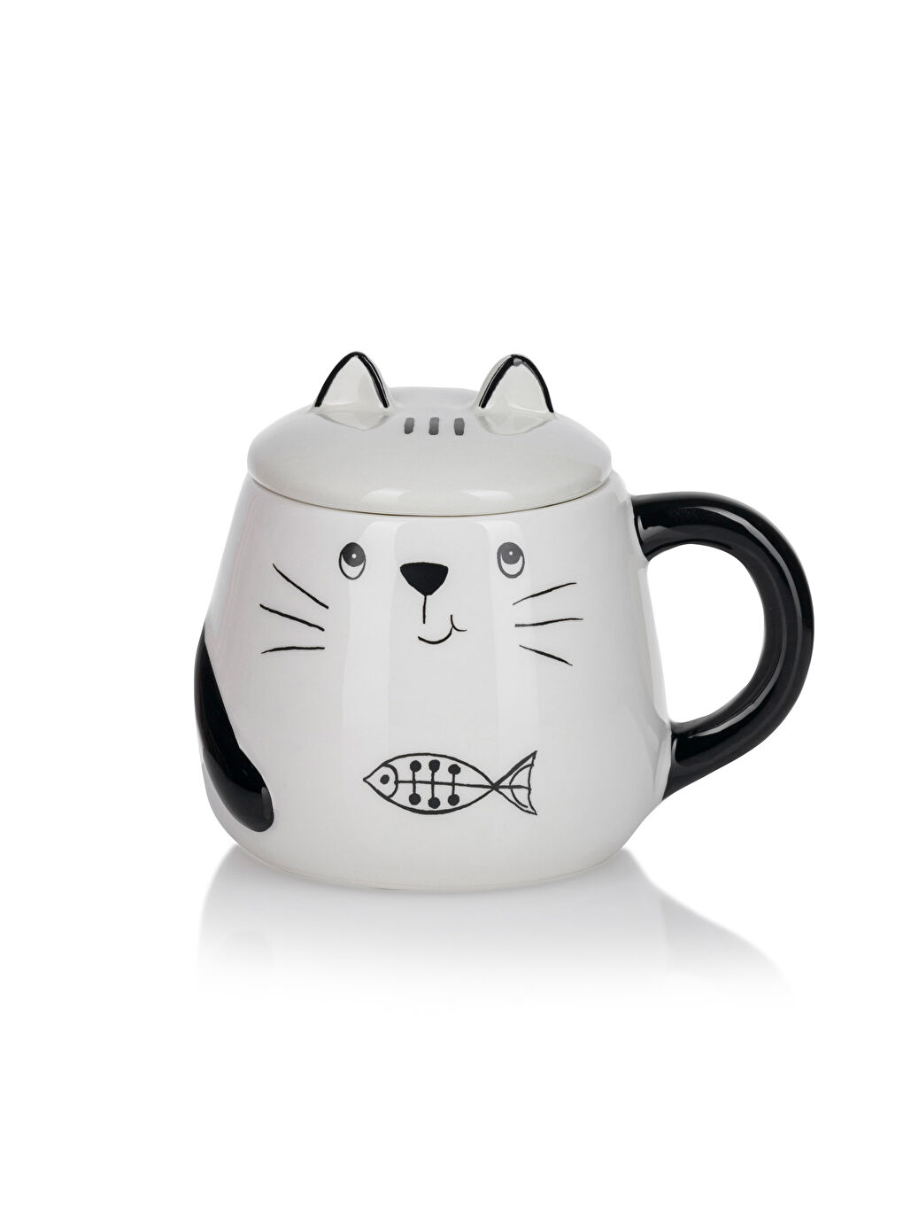 Siyah Kedi Figürlü Porselen Kupa 370 ml-5