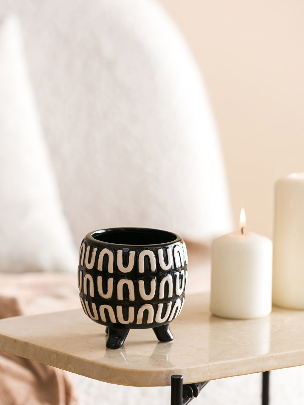 Vase en Céramique Imprimé 10x10x9 cm-1