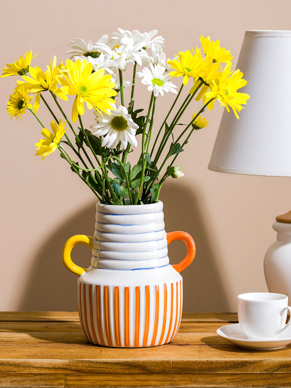 Karışık Desenli Seramik Vazo 17 cm