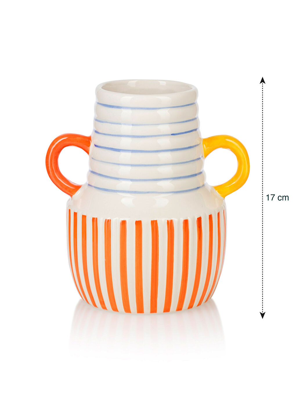 Karışık Desenli Seramik Vazo 17 cm-4