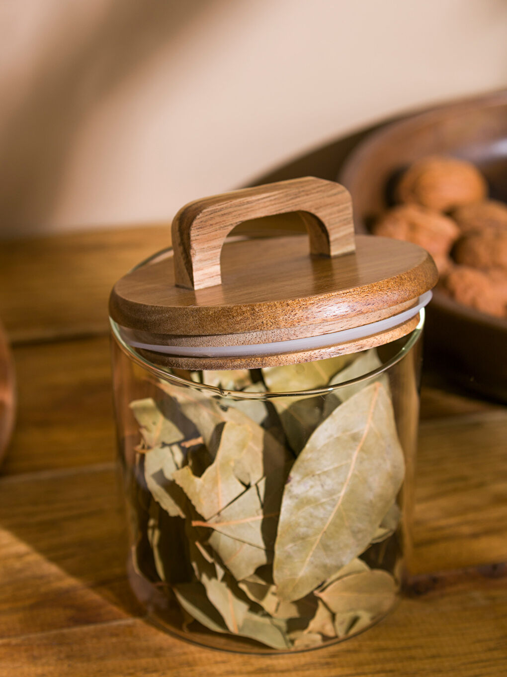 Borcan de Sticlă cu Capac din Lemn 660 ml-2