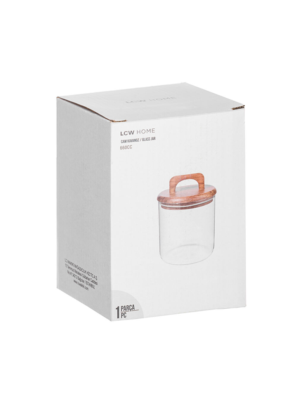 Borcan de Sticlă cu Capac din Lemn 660 ml-3