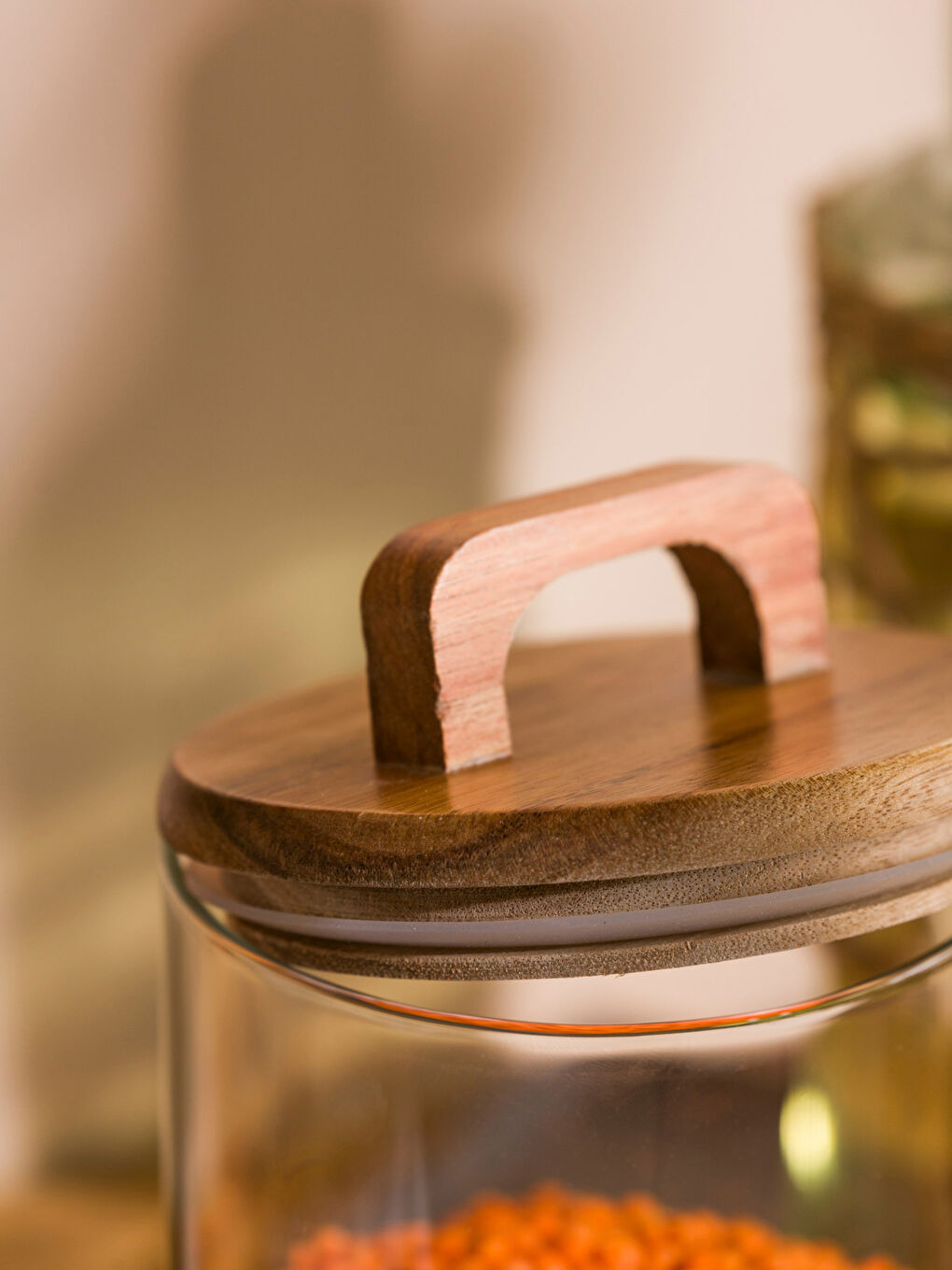 LCW HOME Wooden Lid Glass Jar 1000 ml -S47602Z8-Q57