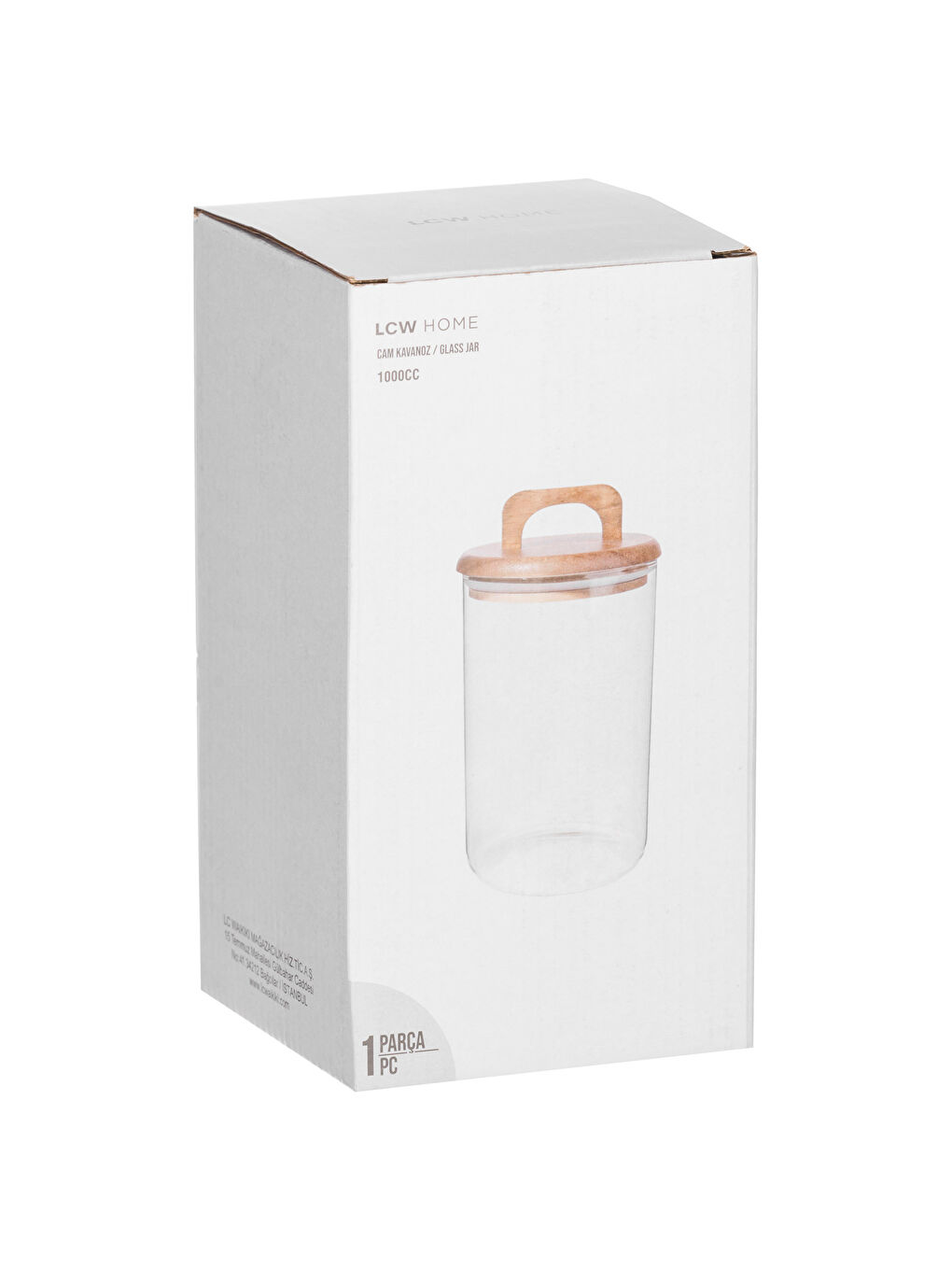 LCW HOME Wooden Lid Glass Jar 1000 ml -S47602Z8-Q57