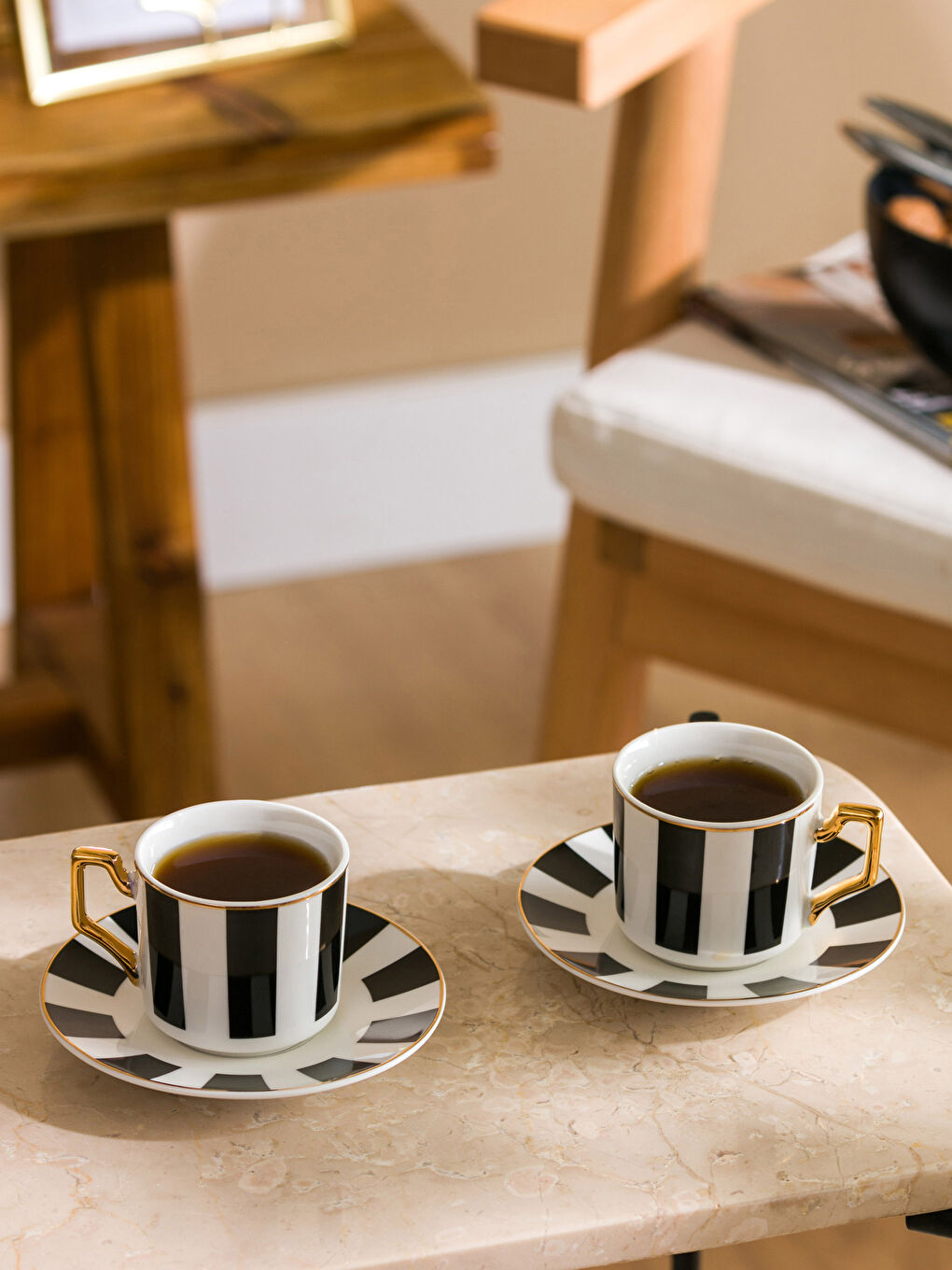 Ensemble de tasses à café en porcelaine à motifs à carreaux pour 2 personnes 110 ml