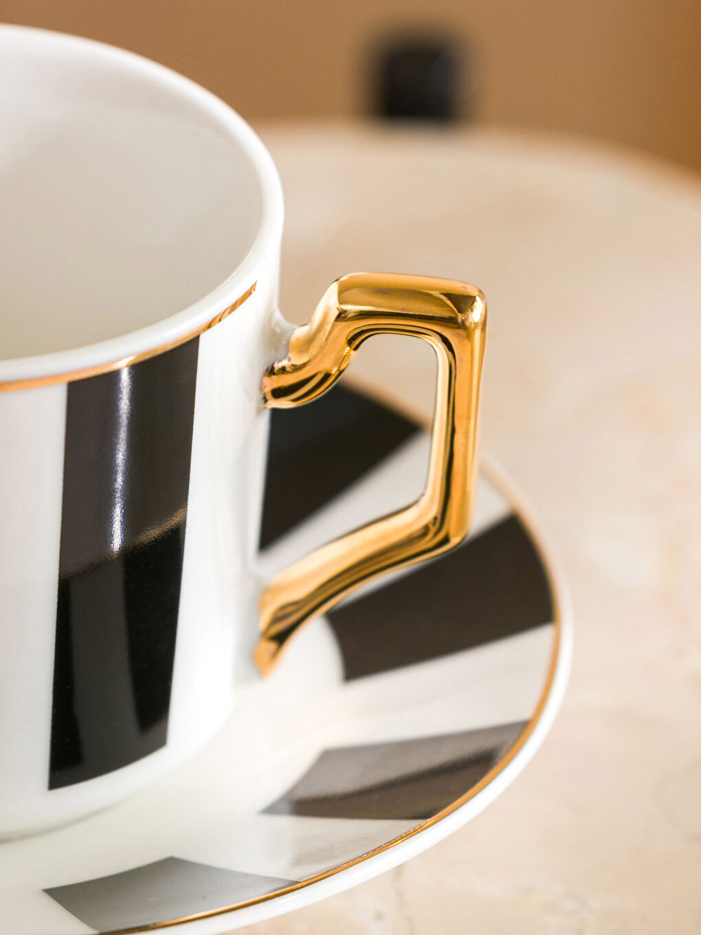 Ensemble de tasses à café en porcelaine à motifs à carreaux pour 2 personnes 110 ml-3