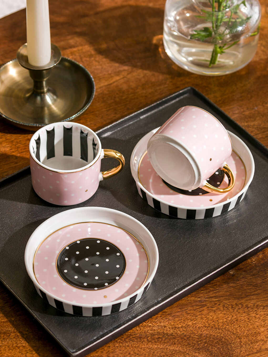 Karışık 2 Kişilik Porselen Kahve Fincan Takımı 90 ml-1