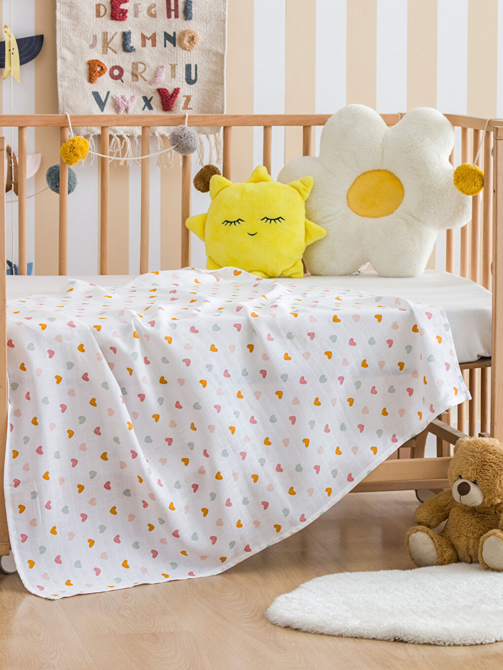 Printed Cotton Baby Girl Muslin Blanket -S4AK78Z1-LRA