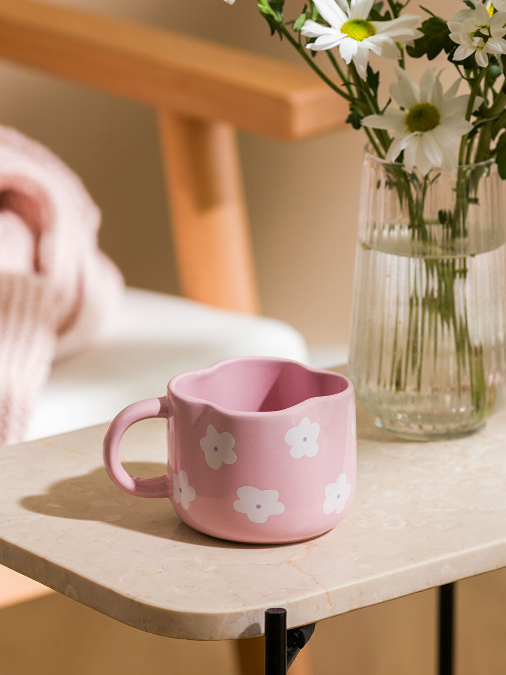 Pembe Baskılı Seramik Kupa 300 ml