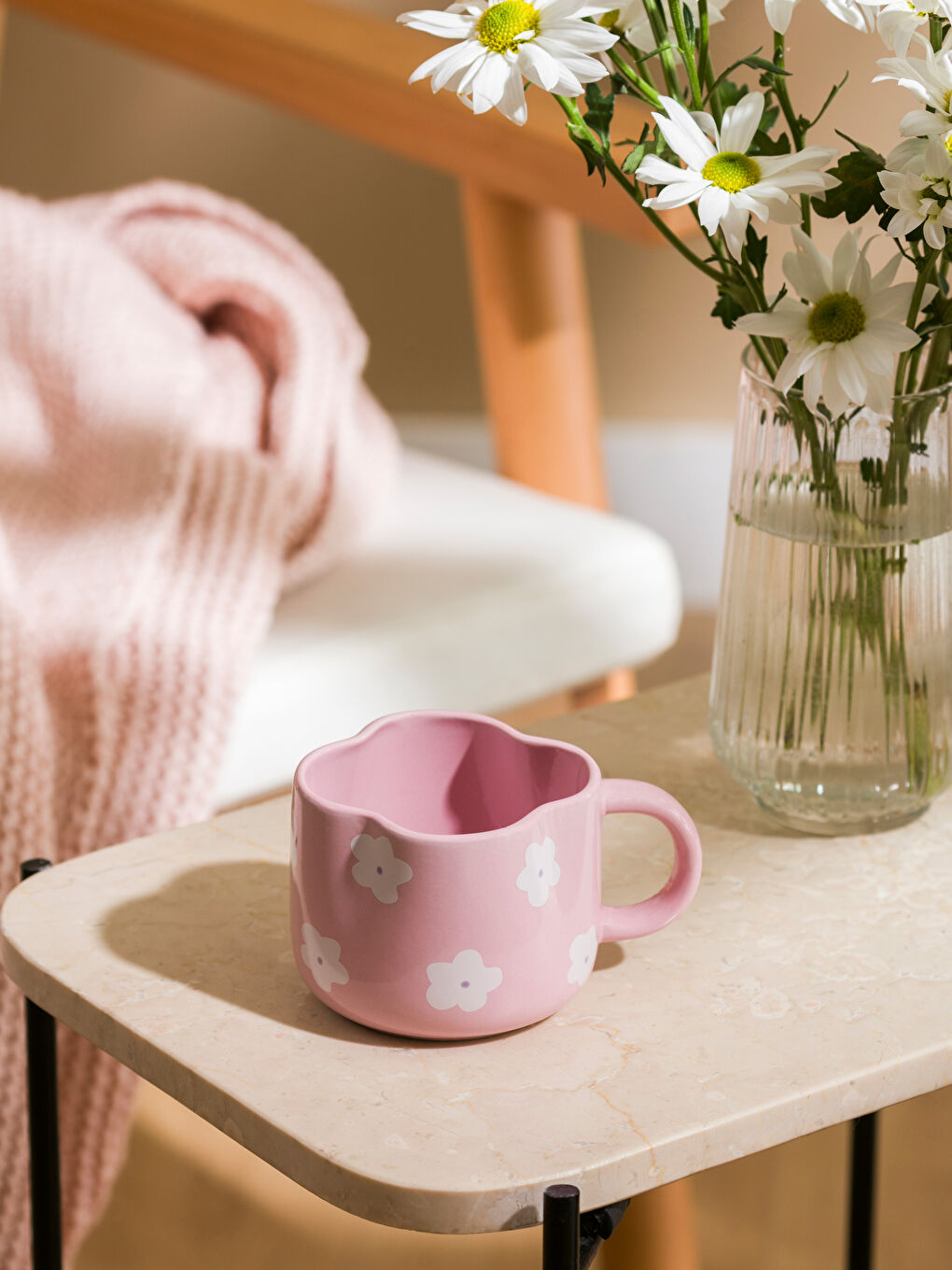 Pembe Baskılı Seramik Kupa 300 ml-1