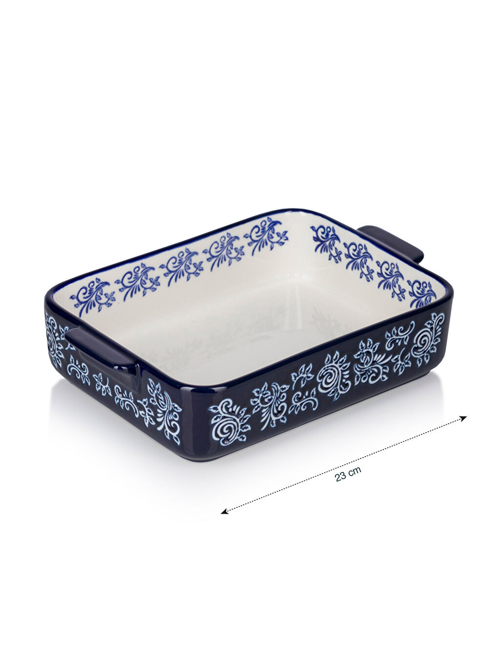Mavi Desenli Seramik Fırın Kabı 23 cm-3