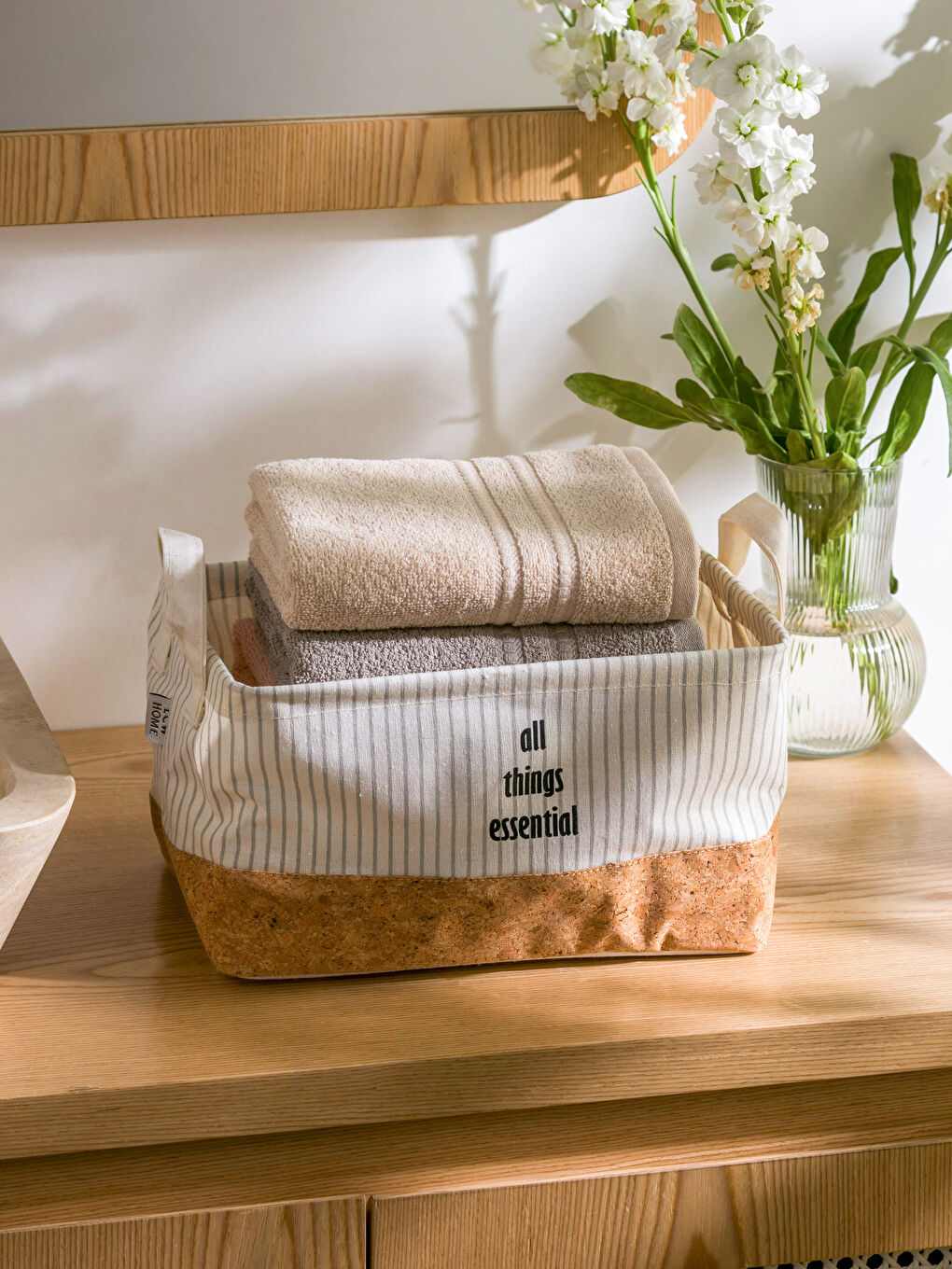 Siyah Baskılı Organizer Sepet 27x21 cm