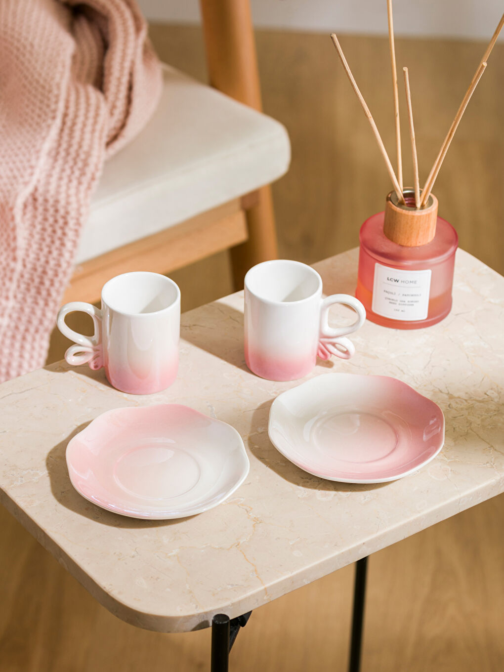 LCW HOME Pembe Baskılı 2 Kişilik Porselen Kahve Fincan Takımı 90 ml - 1