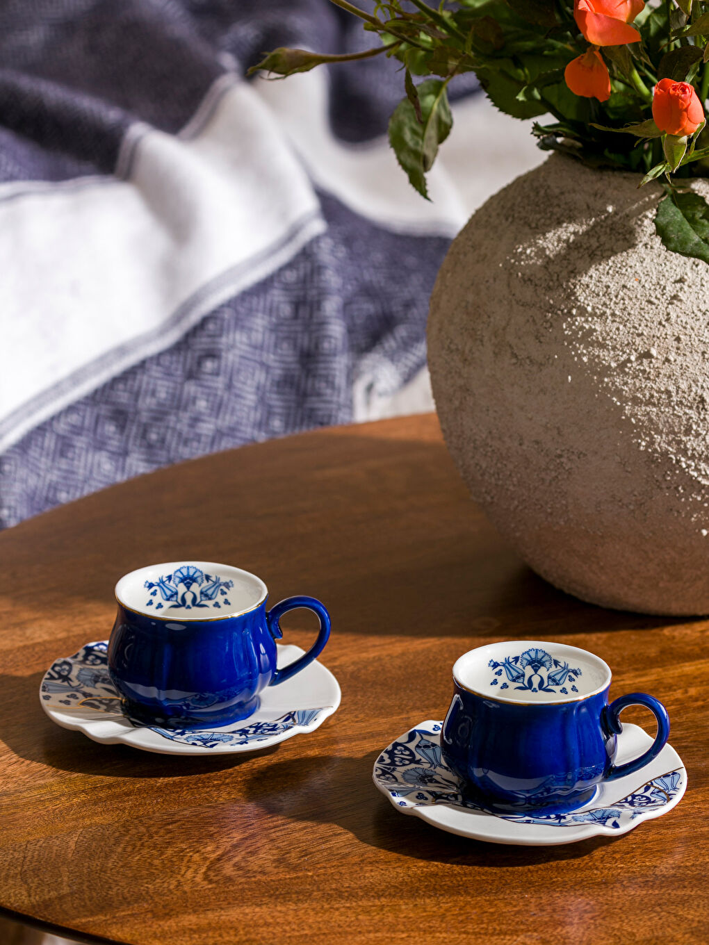 Lacivert 2 Kişilik Porselen Kahve Fincan Takımı 90 ml