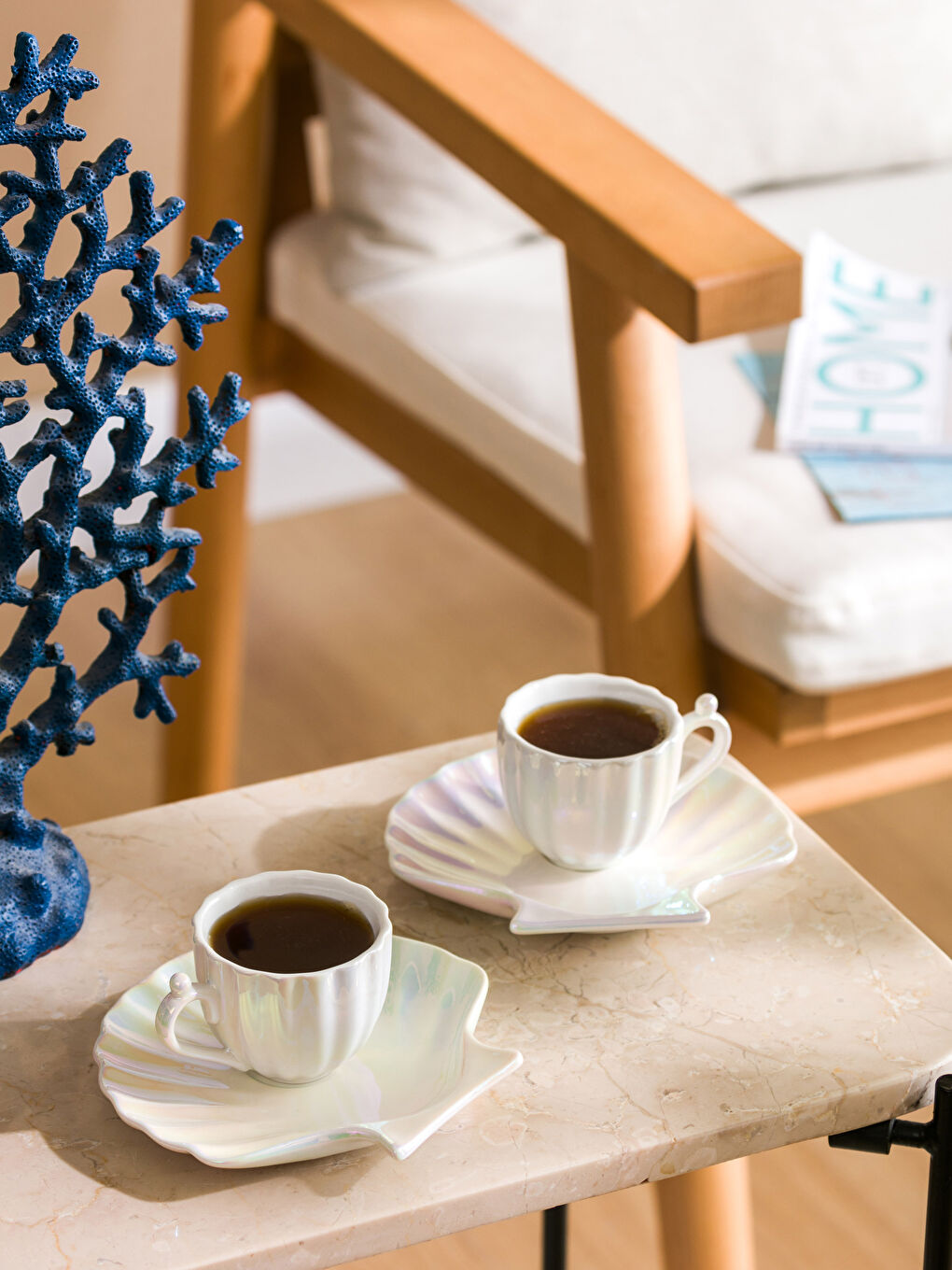 LCW HOME Beyaz İstiridye 2 Kişilik Porselen Kahve Fincan Takımı 90 ml