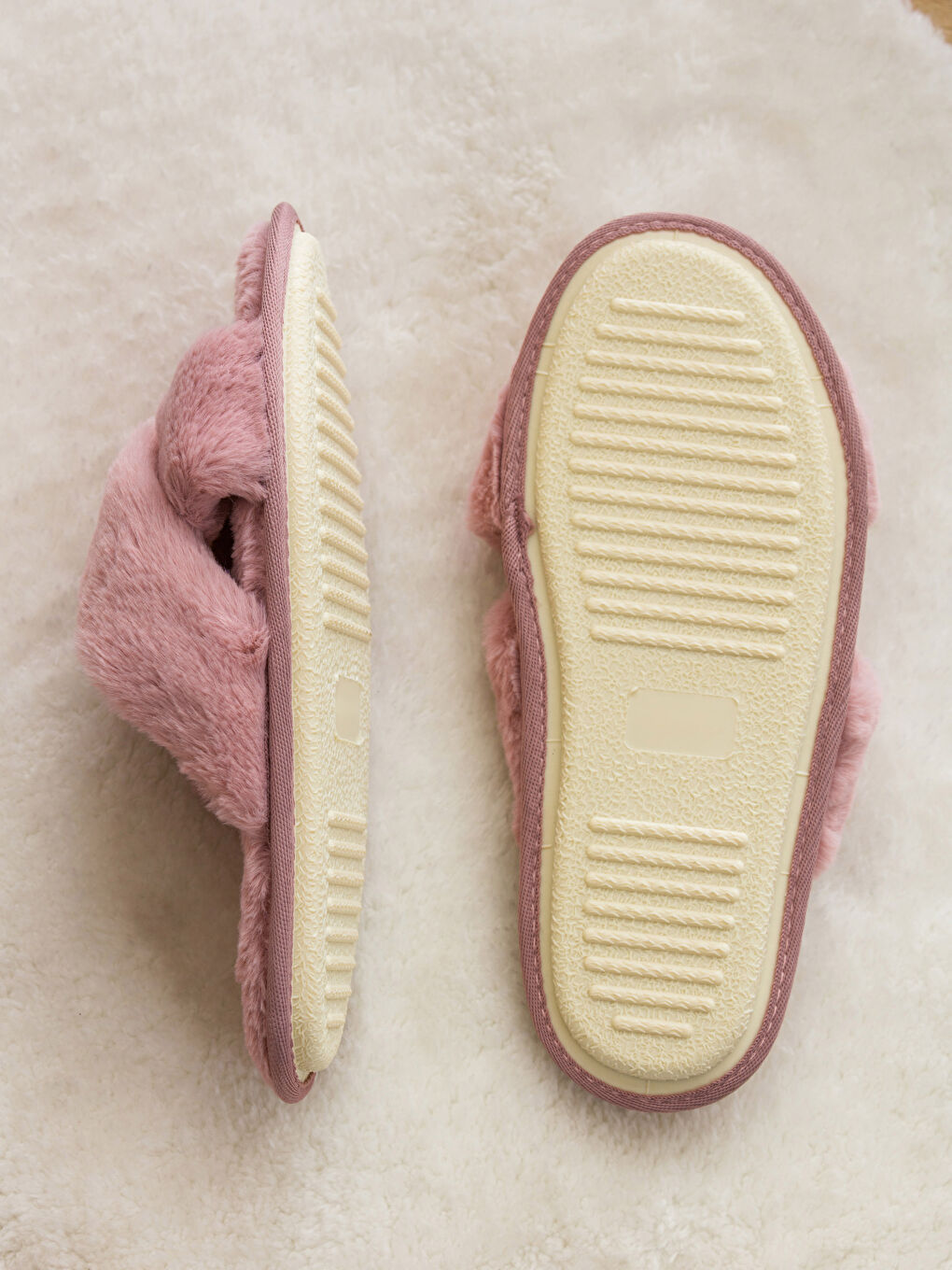 LCW STEPS Pembe Düz Pelüş Kadın Ev Terliği - 3
