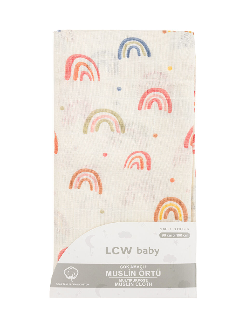 Ekru Desenli Kız Bebek Müslin Örtü 120x190 cm-4