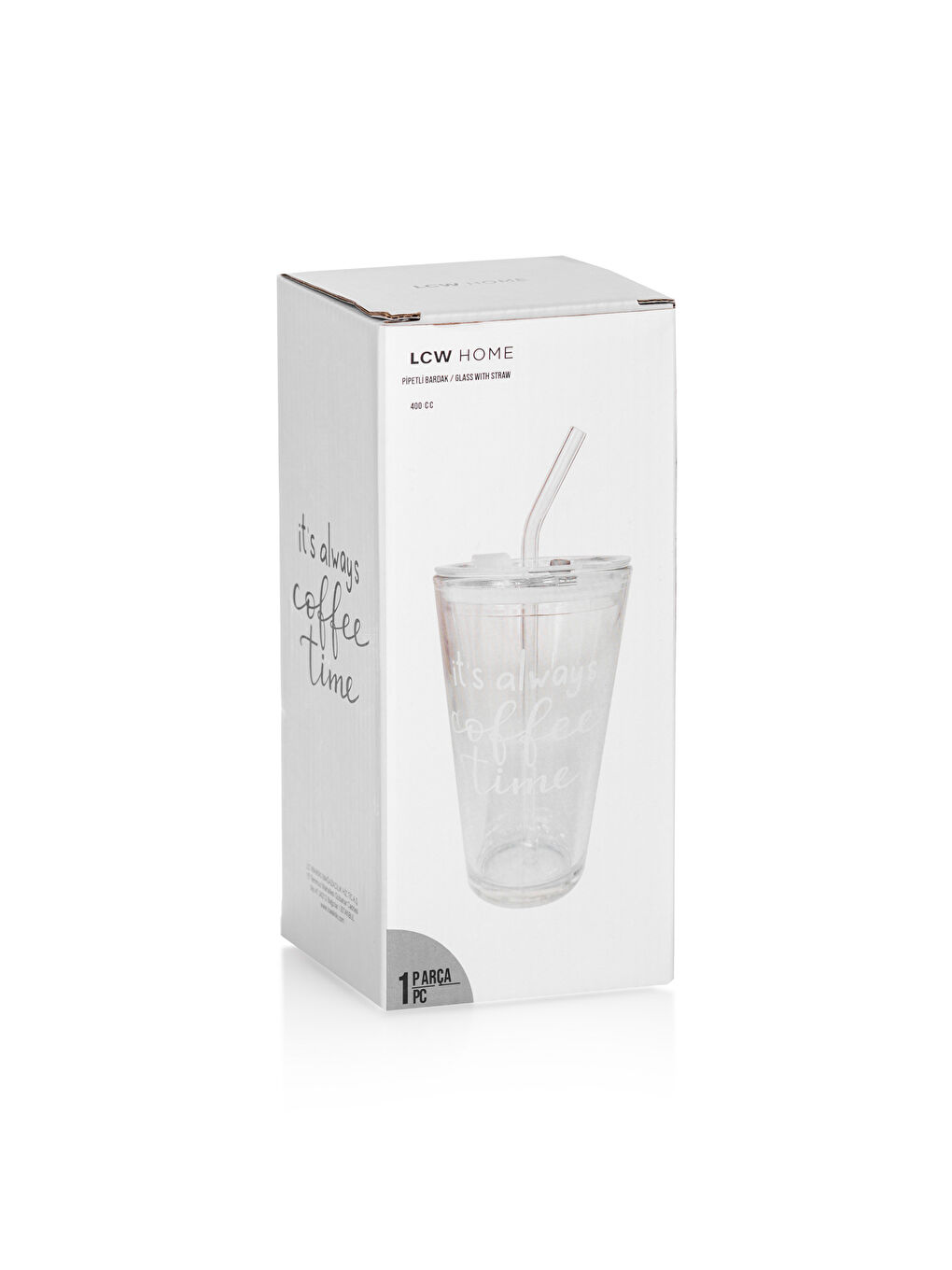 LCW HOME Beyaz Baskılı Baskılı Pipetli Cam Bardak 400 Ml - 4