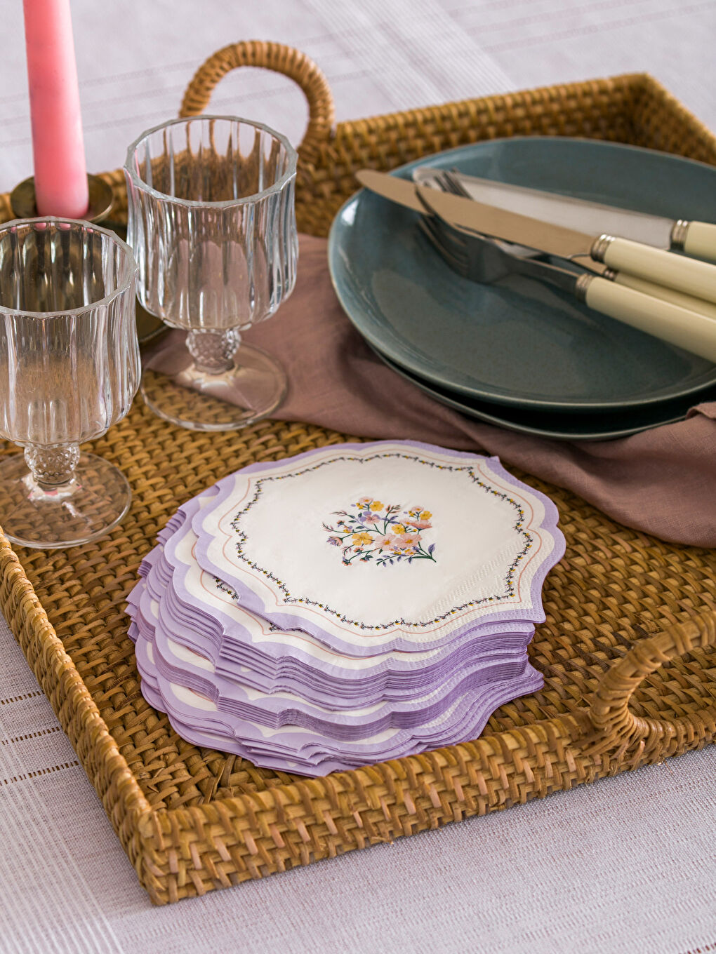 Karışık Çiçek Baskılı Kağıt Peçete 20'li-1