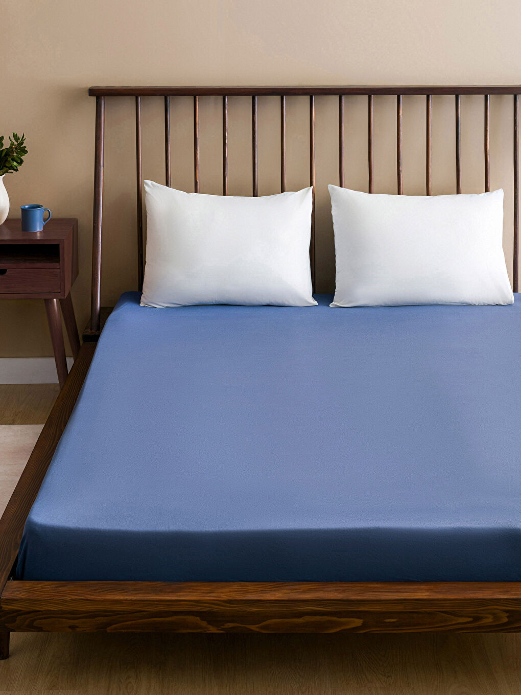 Lcw Home Изчистен Памучен Двоен Чаршаф с Ластик 160x200x30 см -S4CB81Z8-CS6