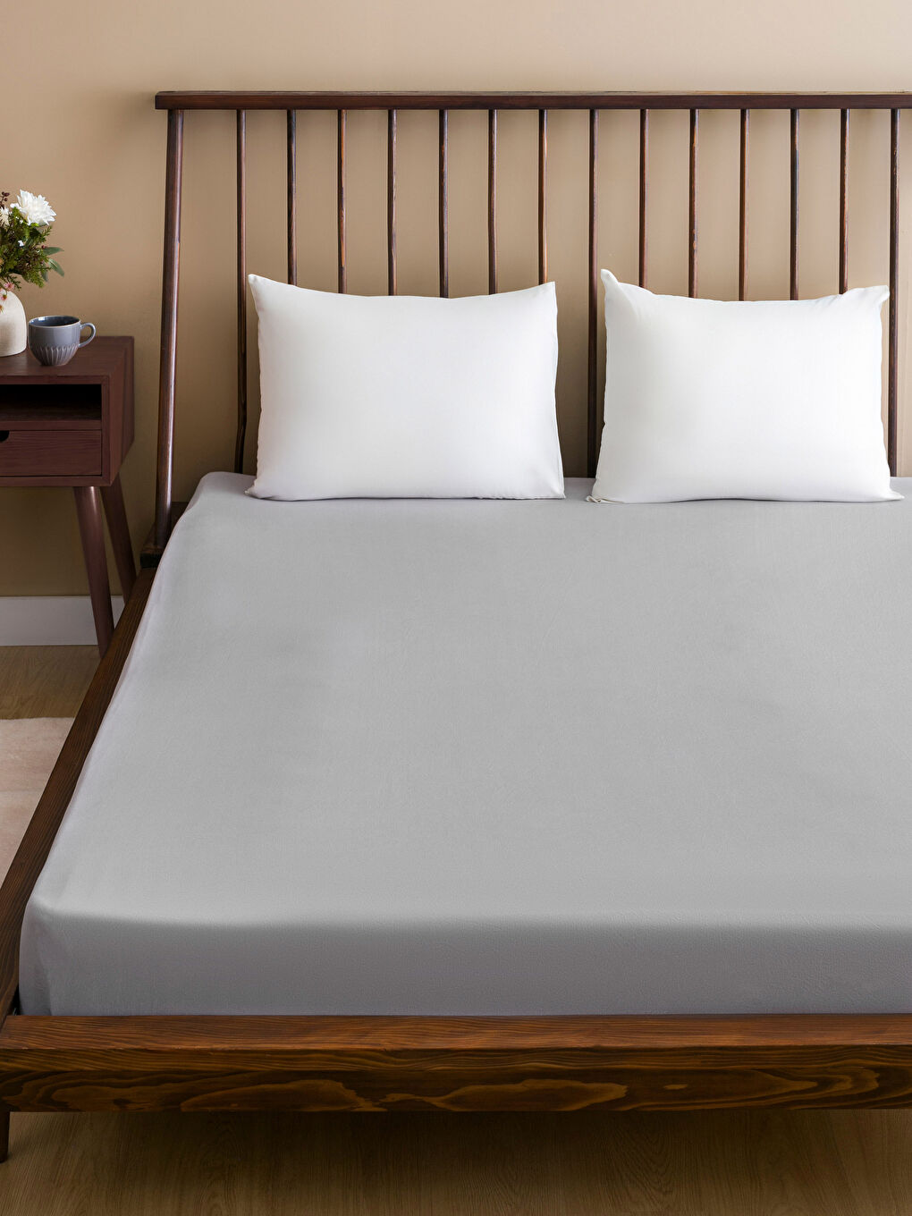 Plain Cotton Fitted Double Bed Sheet 160x200x30 cm