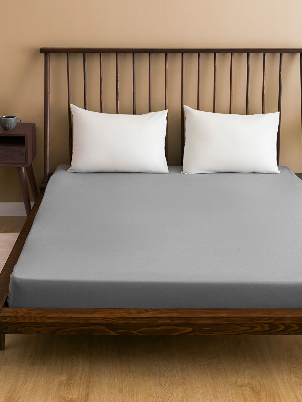 Plain Cotton Fitted Double Bed Sheet 160x200x30 cm