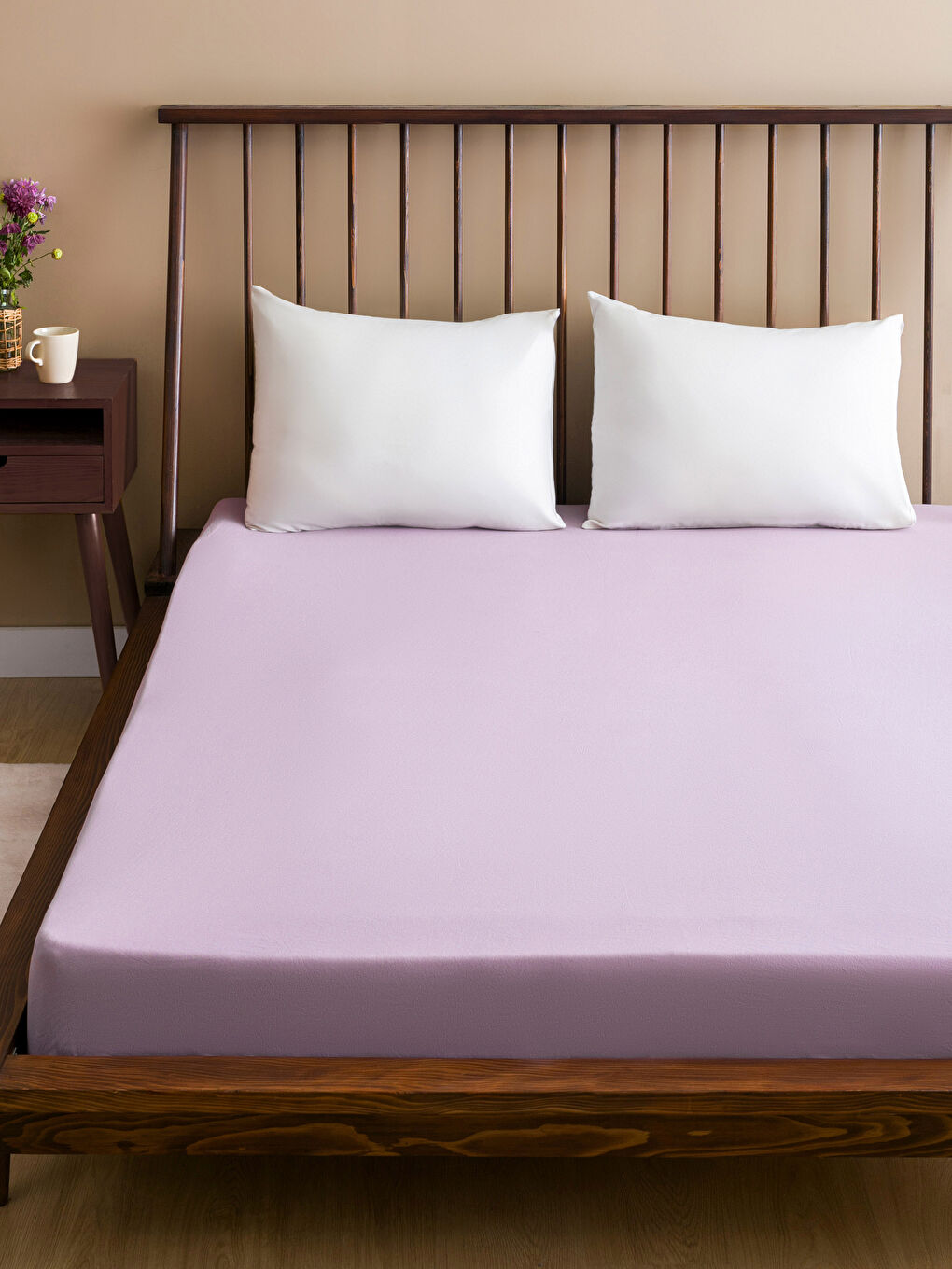 ملاية سرير مزدوج قطن سادة باستك 160x200x30 سم