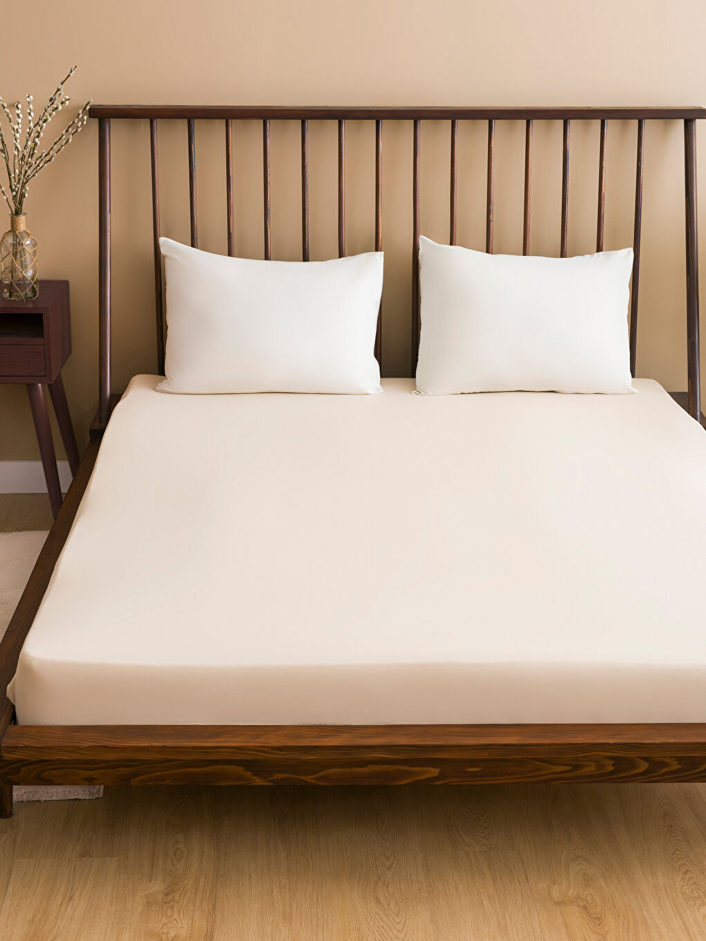 Schlichtes Baumwoll-Spannbettlaken Doppelbett 160x200x30 cm