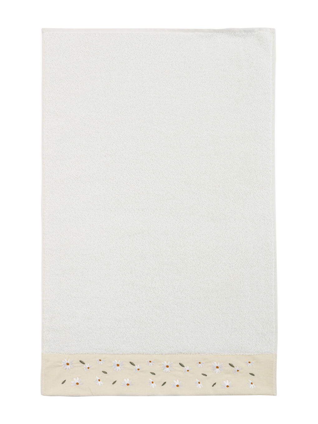 Ekru Çiçek Nakışlı Yüz Havlusu 50x80 cm-4