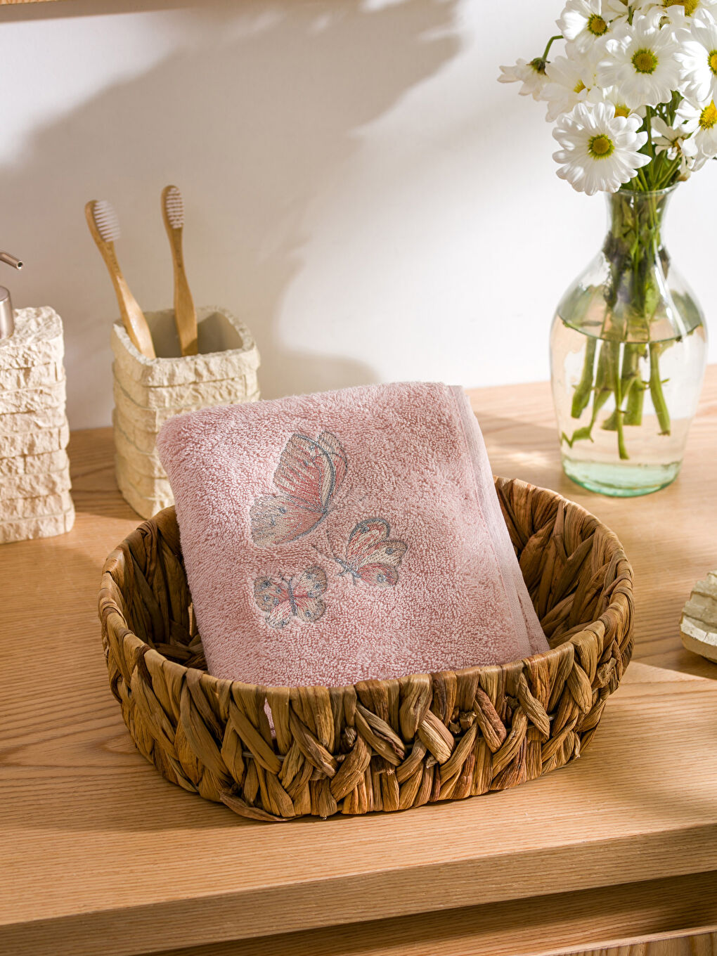 LCW HOME Pamučni Vezeni Peškir za Lice 50x80 cm -S4CM06Z8-DRH