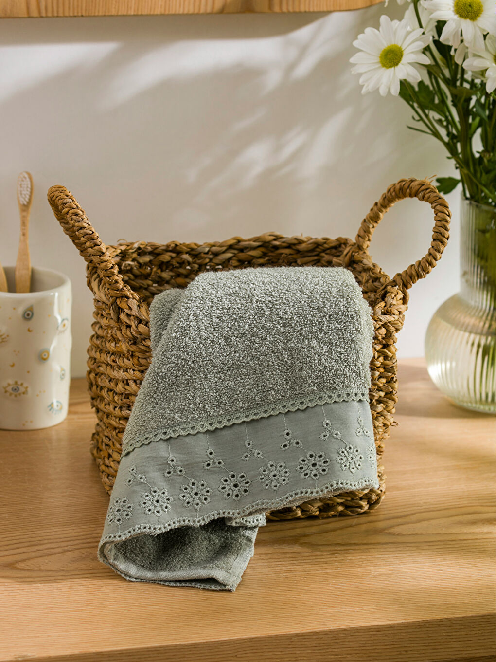 Serviette de visage à volants 50x80 cm