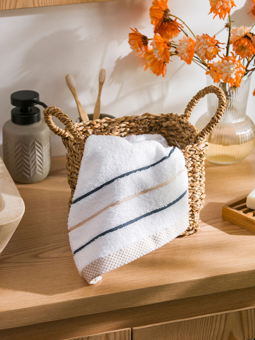 Striped Face Towel 50x80 Cm