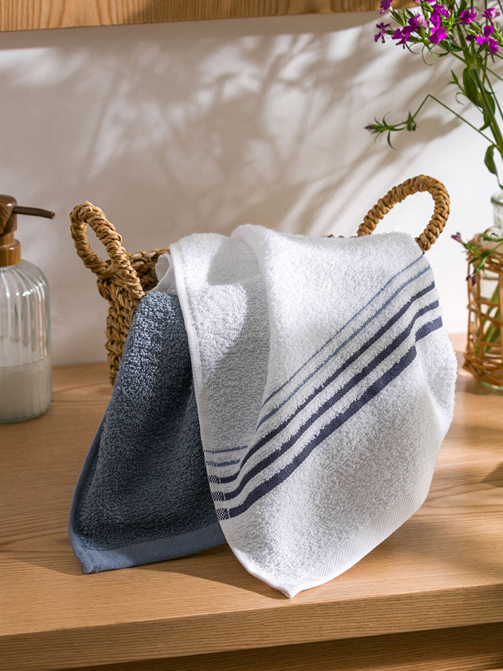 Striped Cotton Hand Towel 2 Pack 50x80 cm -S4DI58Z8-J5E