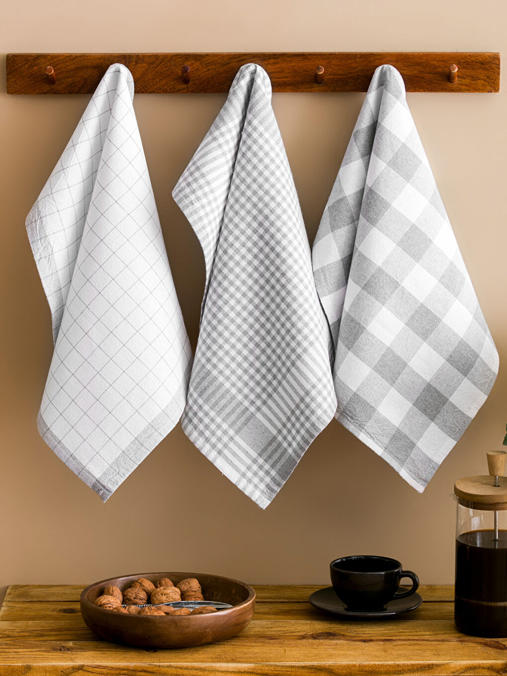 Gri Ekose Desenli Kurulama Bezi 3'lü