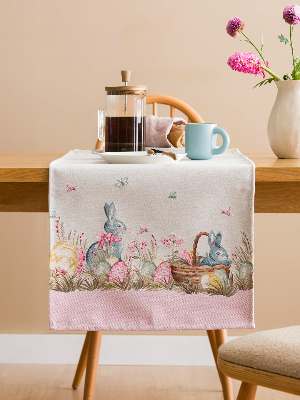 Karışık Tavşan Baskılı Runner 45x120 cm