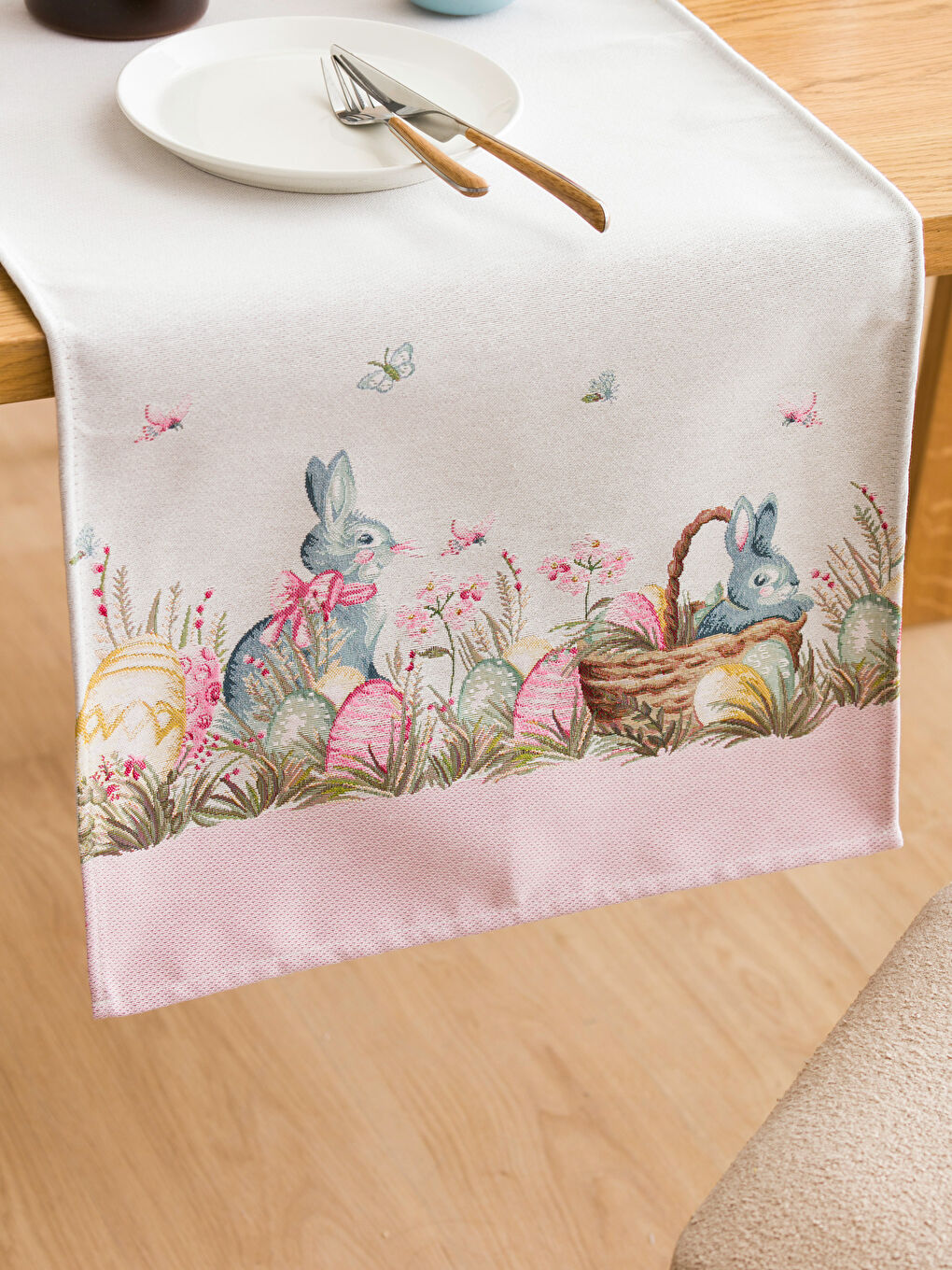 Karışık Tavşan Baskılı Runner 45x120 cm-1