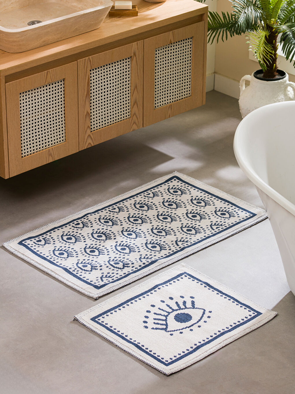 LCW HOME Mavi Göz Baskılı Banyo Paspası 2'li