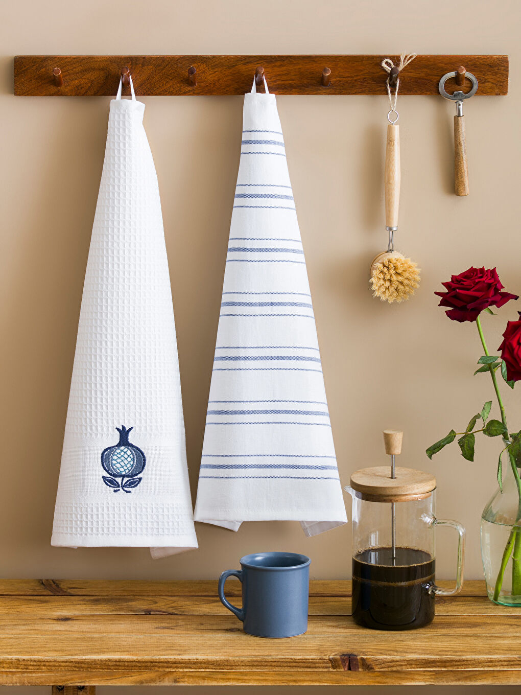 Torchon Brodé Lot de 2 40x50 cm