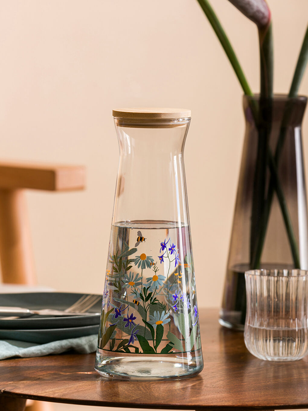 Karışık Baskılı Cam Sürahi 1100 ml