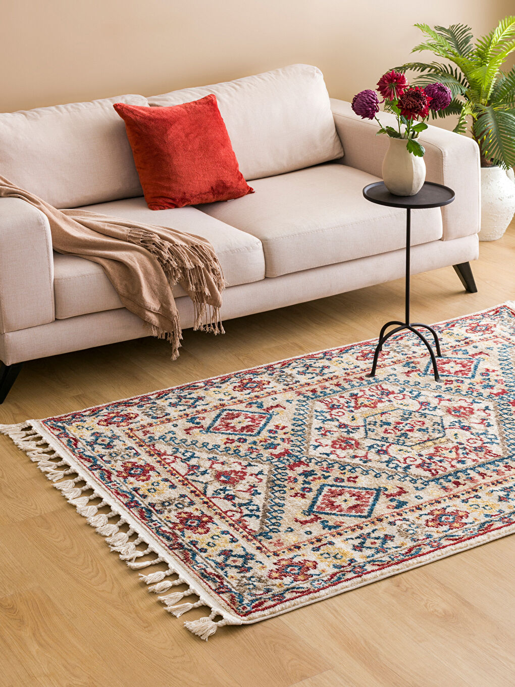 Patterned Tasseled Carpet 120x180 Cm -S4FH45Z8-F9C