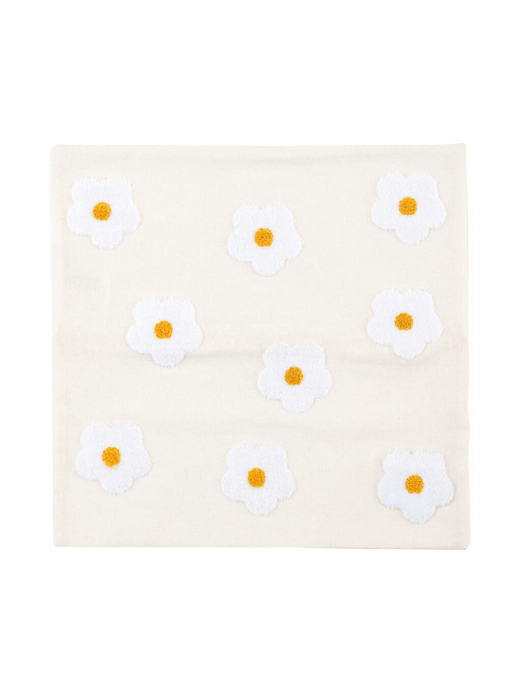 Bej Çiçek Desenli Kırlent Kılıfı 45x45 cm-4