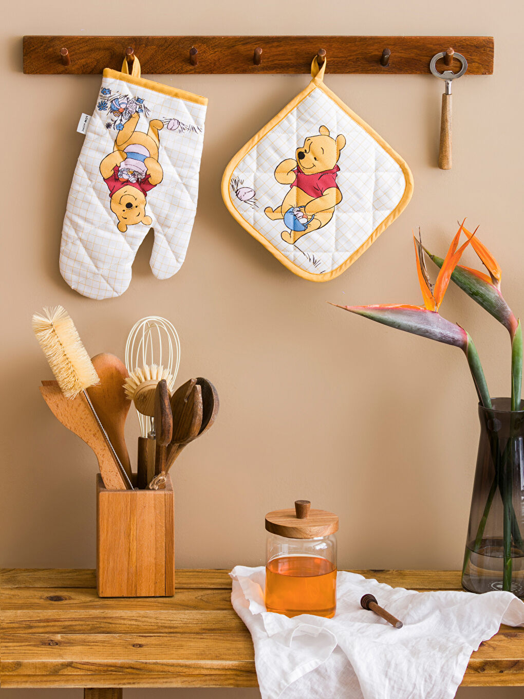 Karışık Winnie The Pooh Baskılı Fırın Eldiven Seti 2'li