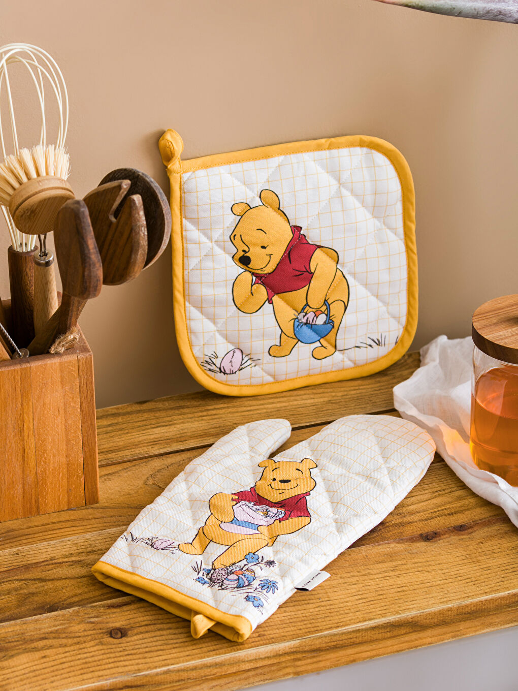 Karışık Winnie The Pooh Baskılı Fırın Eldiven Seti 2'li-2